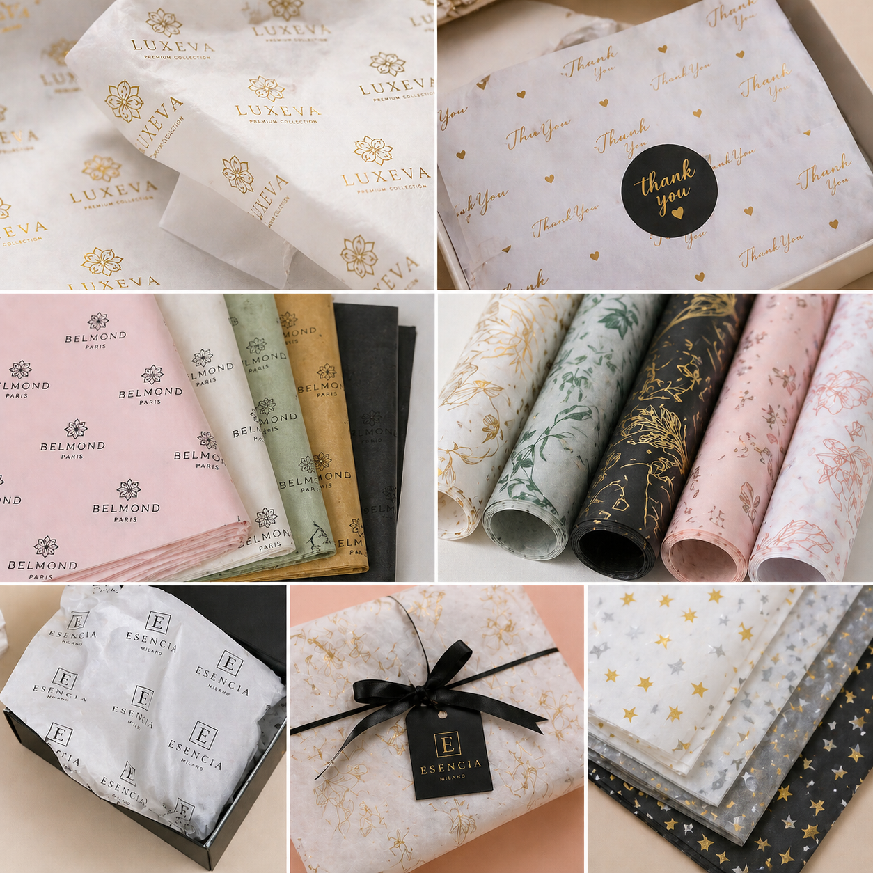 Printed tissue wrapping paper